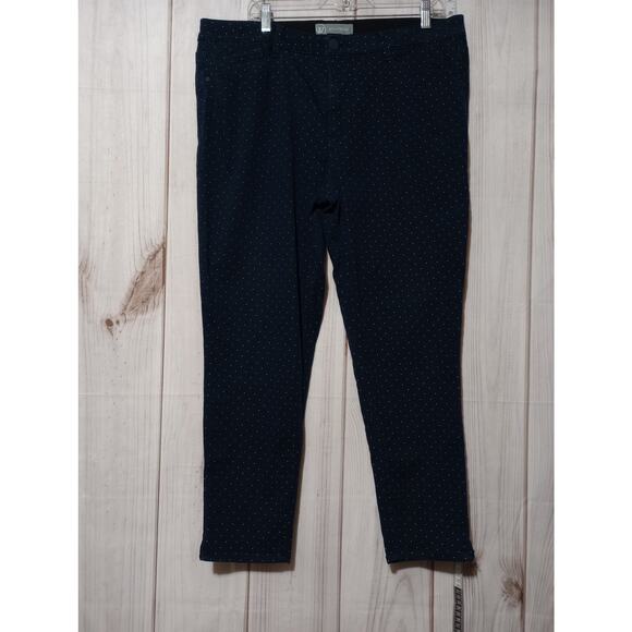 Wit & Wisdom Pants Womens 16 Navy Blue Polka Dot Ankle Slim Stretch Dot Print - Picture 1 of 8